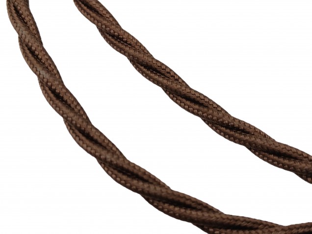 3 Core Braided Silk Flex Electrical Cable 0.75mm BROWN