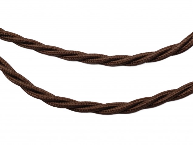 3 Core Braided Silk Flex Electrical Cable 0.75mm BROWN