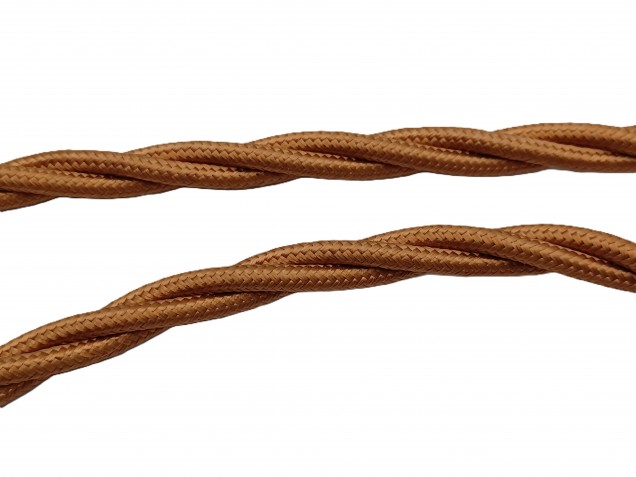 Braided silk flex chandelier cable in Antique gold 3 core, 0.75mm