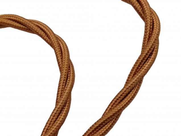 Braided silk flex chandelier cable in Antique gold 3 core, 0.75mm