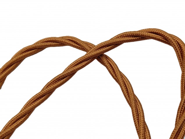 Braided silk flex chandelier cable in Antique gold 3 core, 0.75mm