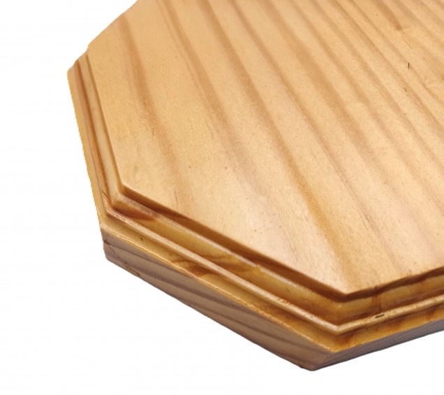 Wooden ceiling pattress manufactured from Pine, octagon 150mm