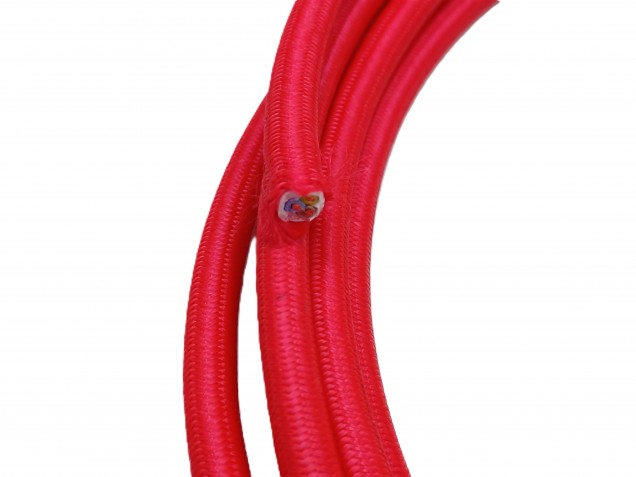 3 CORE ROUND PVC OVERBRAID RED ELECTRIC CABLE 0.50MM