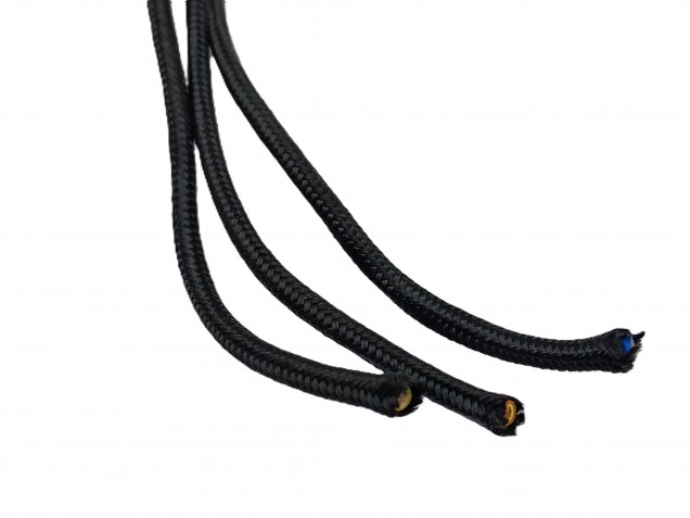 Black 3 Core Braided Silk Flex Electrical Cable 0.75mm BLACK