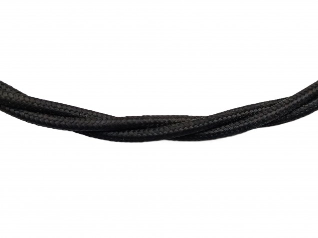 Black 3 Core Braided Silk Flex Electrical Cable 0.75mm BLACK