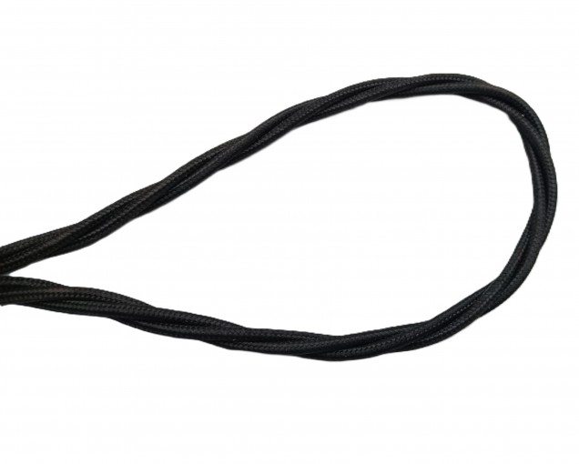 Black 3 Core Braided Silk Flex Electrical Cable 0.75mm BLACK