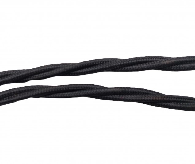 Black 3 Core Braided Silk Flex Electrical Cable 0.75mm BLACK