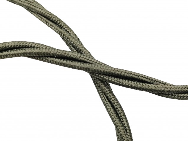 Green Braided 3 Core Period Silk Cord Flex KHAKI GREEN 0.75mm