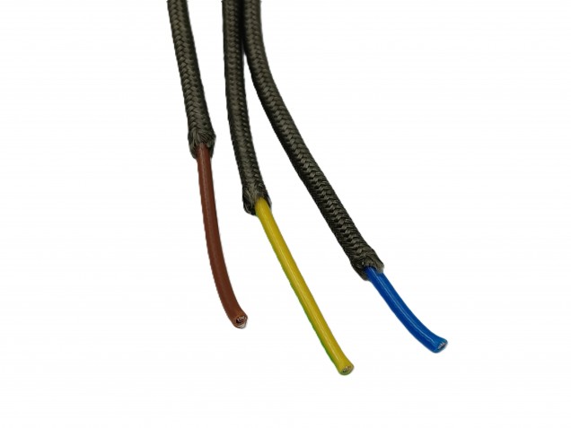 Green Braided 3 Core Period Silk Cord Flex KHAKI GREEN 0.75mm