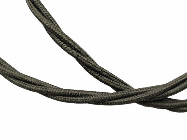 Green Braided 3 Core Period Silk Cord Flex KHAKI GREEN 0.75mm