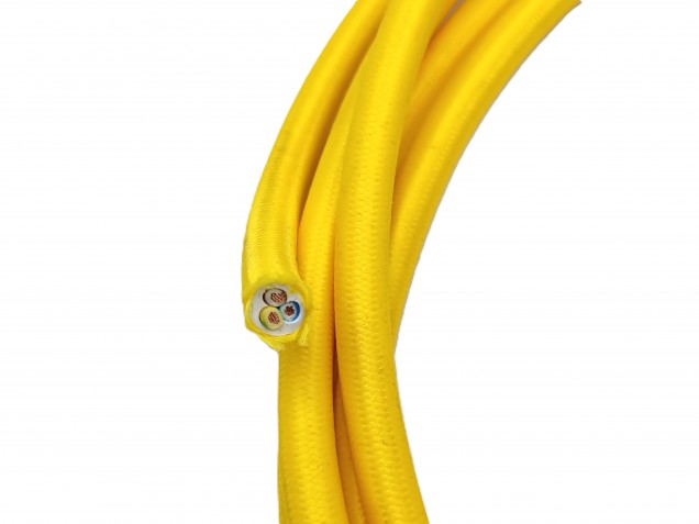 ROUND OVERBRAID 3 CORE FLEX ELECTRIC LIGHTING PERIOD CORD BUTTERCUP YELLOW 0.50 MM