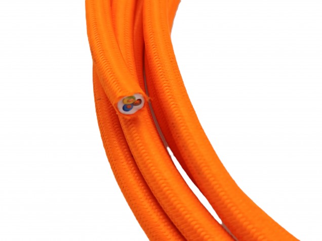 ROUND OVERBRAID 3CORE SILK FLEX CABLE IN ORANGE 0.50 MM