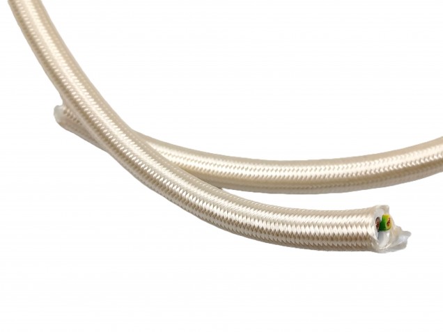 Cream 3 core round silk fabric braided electric cable 0.50mm inner core flex