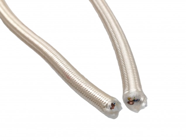 Cream 3 core round silk fabric braided electric cable 0.50mm inner core flex