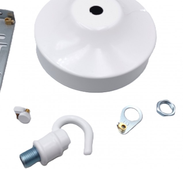 White chandelier ceiling rose with open hook and bracket