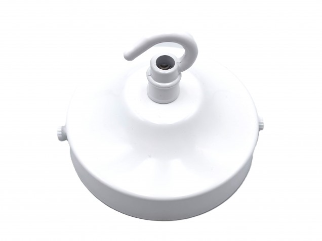 White chandelier ceiling rose with open hook and bracket