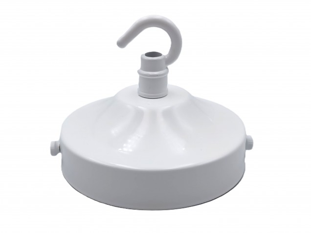 White chandelier ceiling rose with open hook and bracket