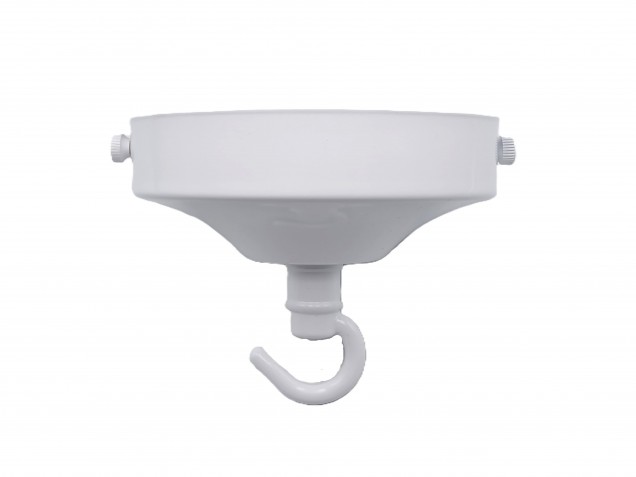 White chandelier ceiling rose with open hook and bracket