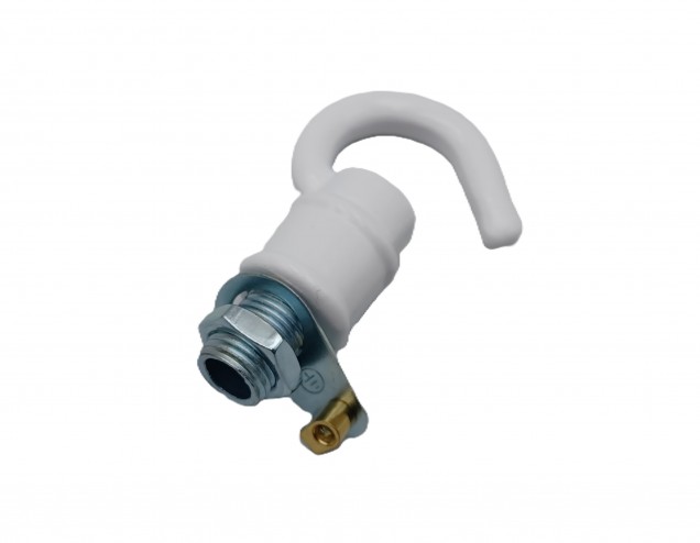 White chandelier ceiling rose with open hook and bracket