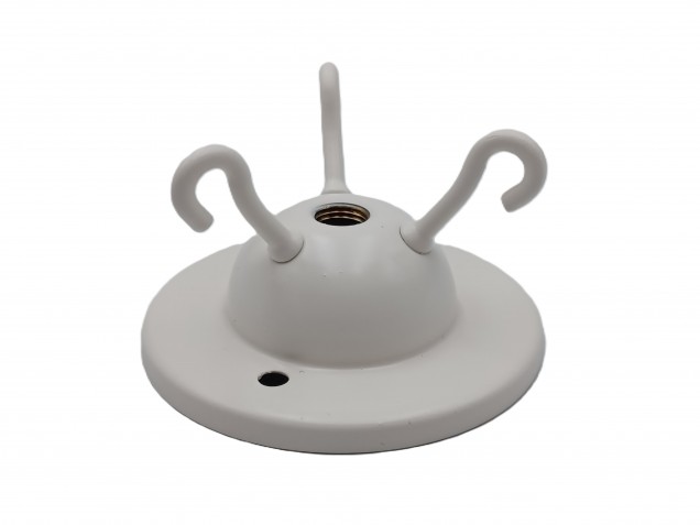 Brass 3 hook ceiling plate for light fitting in Ivory