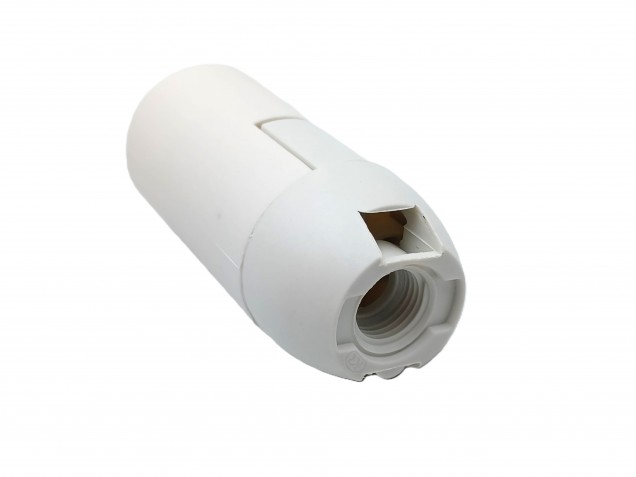 White 2 Part E14 Thermoplastic Bulb lamp Holder 10MM Thread Plain Skirt