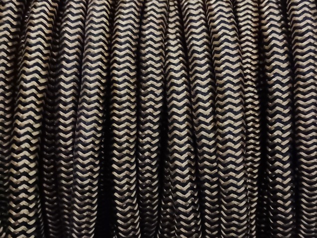 ROUND OVERBRAID 3 CORE SILK FLEX GOLD-BLACK  0.75MM