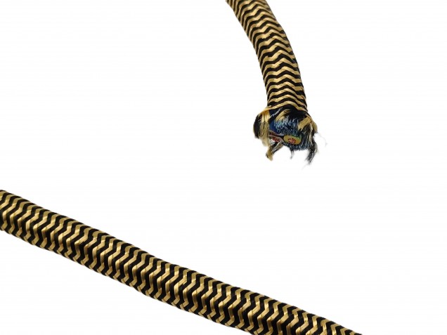 ROUND OVERBRAID 3 CORE SILK FLEX GOLD-BLACK  0.75MM