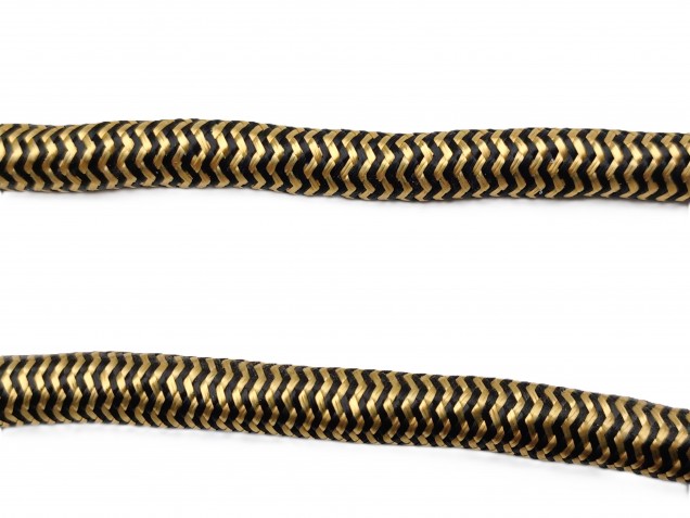 ROUND OVERBRAID 3 CORE SILK FLEX GOLD-BLACK  0.75MM