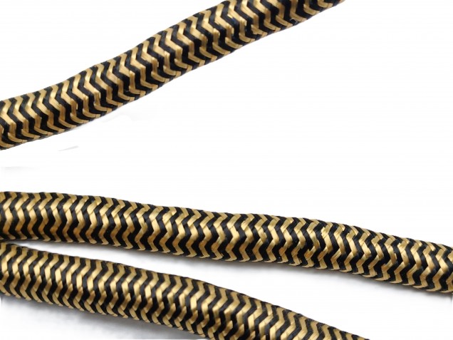 ROUND OVERBRAID 3 CORE SILK FLEX GOLD-BLACK  0.75MM