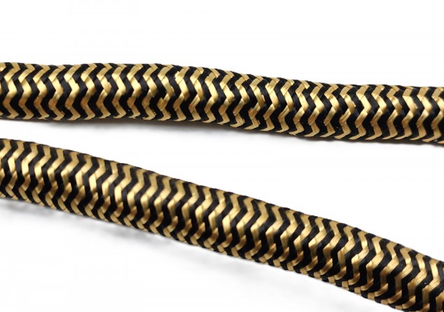 ROUND OVERBRAID 3 CORE SILK FLEX GOLD-BLACK  0.75MM