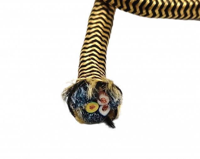 ROUND OVERBRAID 3 CORE SILK FLEX GOLD-BLACK  0.75MM