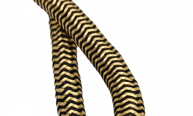 ROUND OVERBRAID 3 CORE SILK FLEX GOLD-BLACK  0.75MM
