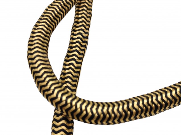 ROUND OVERBRAID 3 CORE SILK FLEX GOLD-BLACK  0.75MM