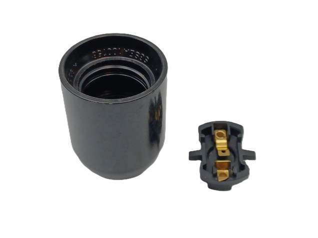 E27 - ES bulb-lamp holder 3 part black plain skirt