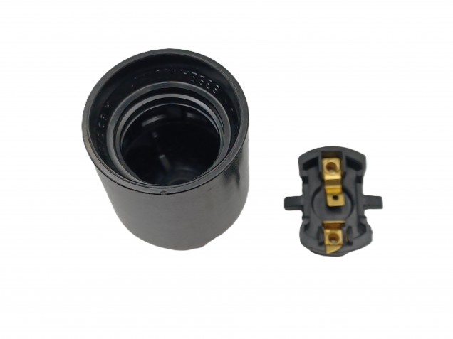 E27 - ES bulb-lamp holder 3 part black plain skirt