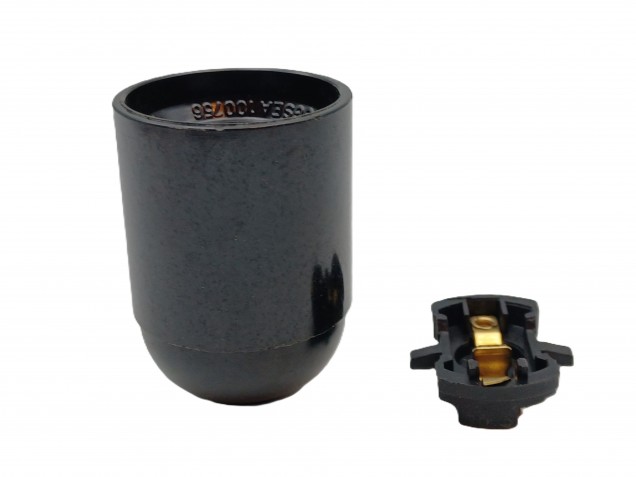 E27 - ES bulb-lamp holder 3 part black plain skirt