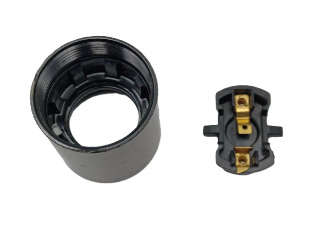 E27 - ES bulb-lamp holder 3 part black plain skirt