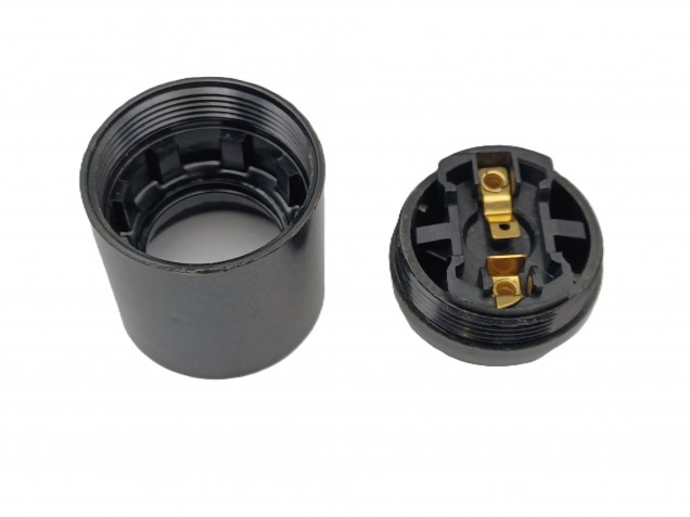 E27 - ES bulb-lamp holder 3 part black plain skirt