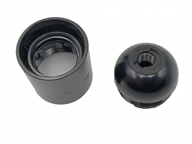 E27 - ES bulb-lamp holder 3 part black plain skirt
