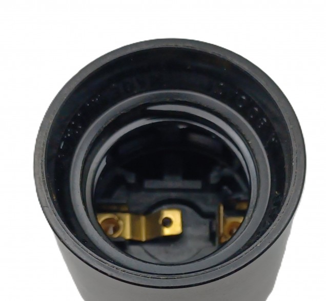 E27 - ES bulb-lamp holder 3 part black plain skirt