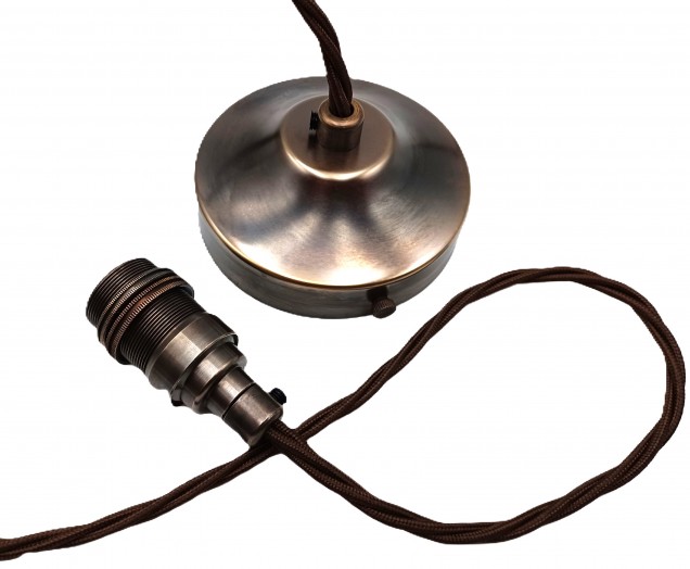 Antique Brass Ceiling Rose With E14 Lamp Holder Set 100mm Ceiling Rose