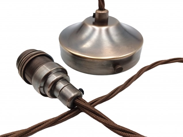 Antique Brass Ceiling Rose With E14 Lamp Holder Set 100mm Ceiling Rose