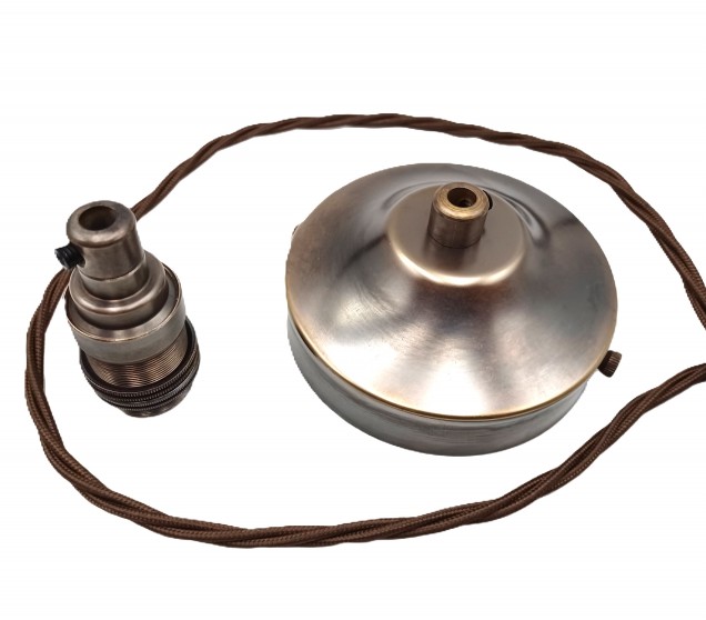 Antique Brass Ceiling Rose With E14 Lamp Holder Set 100mm Ceiling Rose