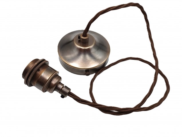 Antique Brass Ceiling Rose With E27 Lamp Holder Set 100mm Ceiling Rose