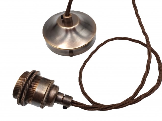 Antique Brass Ceiling Rose With E27 Lamp Holder Set 100mm Ceiling Rose