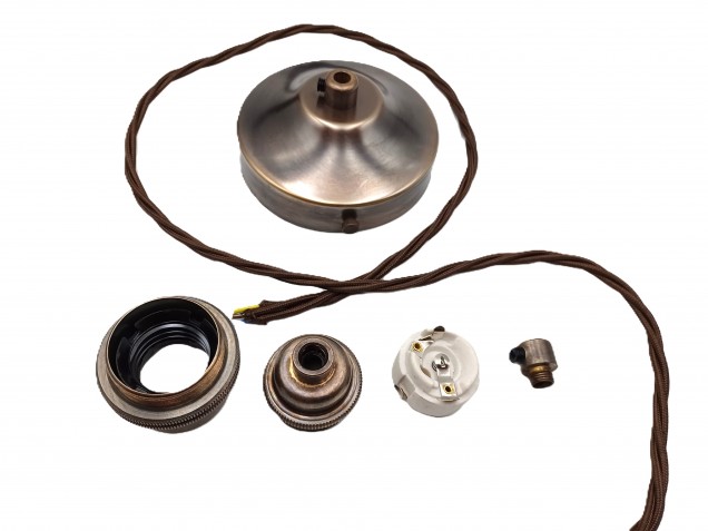 Antique Brass Ceiling Rose With E27 Lamp Holder Set 100mm Ceiling Rose