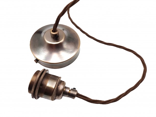 Antique Brass Ceiling Rose With E27 Lamp Holder Set 100mm Ceiling Rose