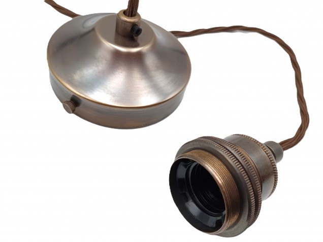 Antique Brass Ceiling Rose With E27 Lamp Holder Set 100mm Ceiling Rose