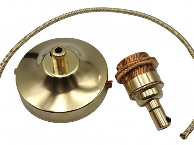 Brass Ceiling Rose With E27 Lamp Holder Set 100mm Ceiling Rose