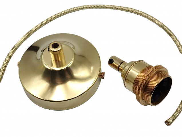 Brass Ceiling Rose With E27 Lamp Holder Set 100mm Ceiling Rose
